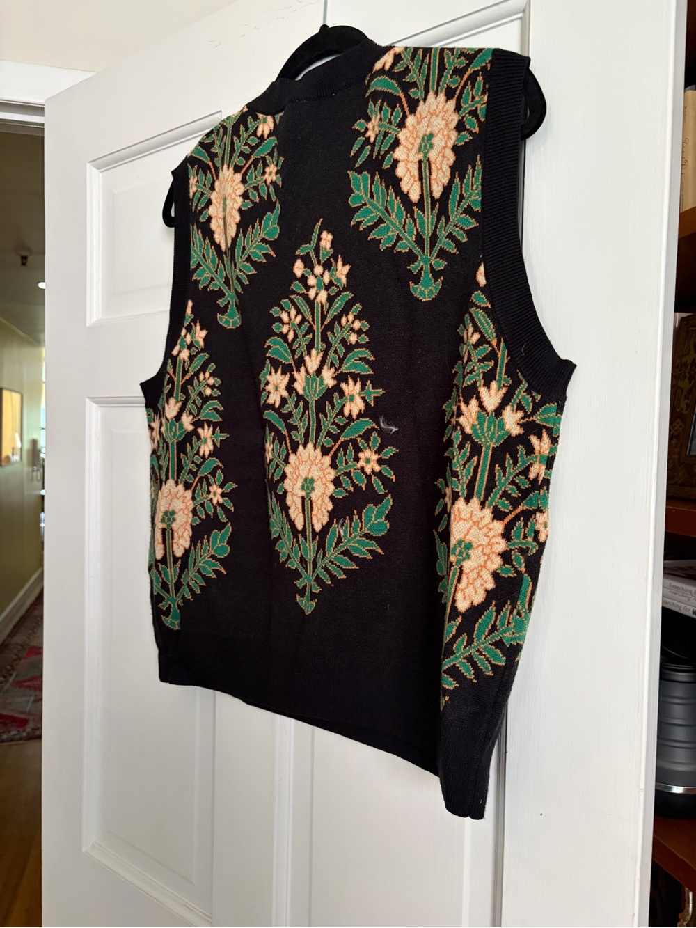 Shop Avara Black Floral Intarsia Sleeveless Knit Vest